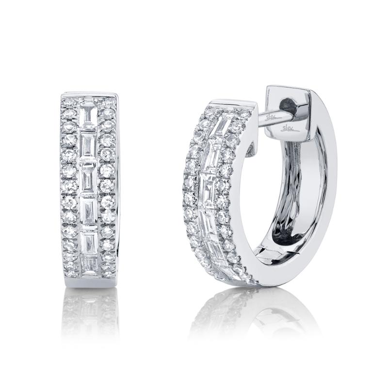 SC55006312 14K White Gold Huggie Earrings from the Kate Collection