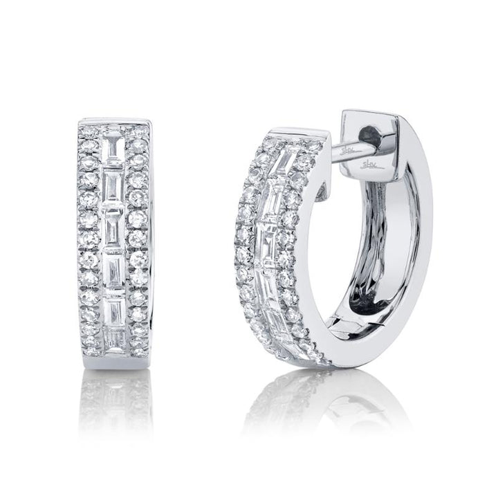 SC55006312 14K White Gold Huggie Earrings from the Kate Collection