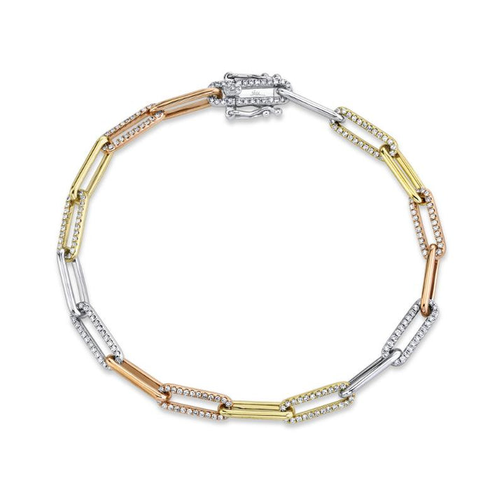 SC55010317 14K Three Tone Gold Link Bracelet from the Kate Collection