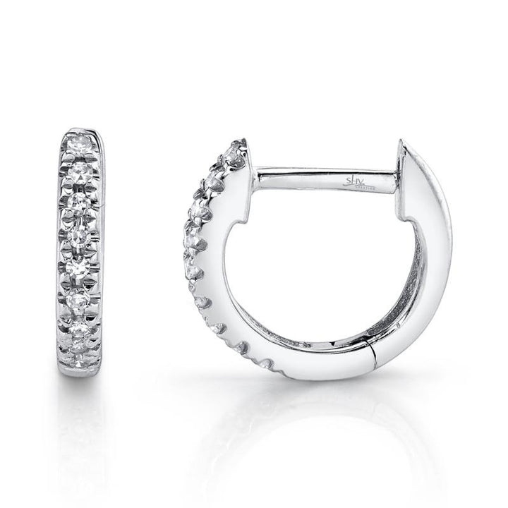 SC22003982V3 14K White Gold Huggie Earrings from the Kate Collection