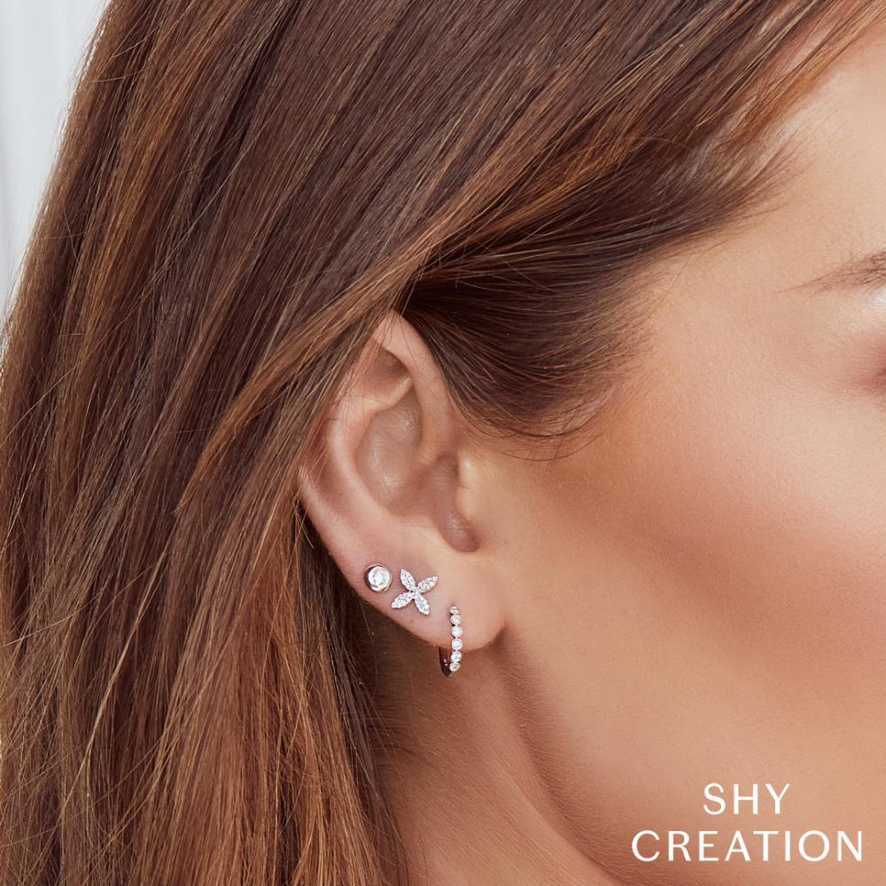 SC55006355 14K White Gold Huggie Earrings from the Kate Collection