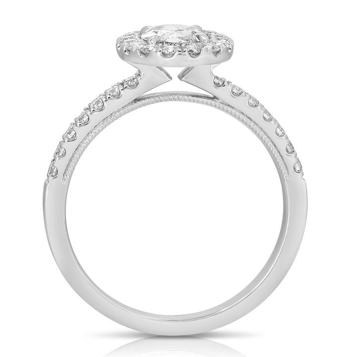 1/2 CT CENTER OVAL HALO DIAMOND ENGAGEMENT RING