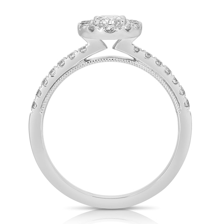 3/4 CT CENTER OVAL HALO DIAMOND ENGAGEMENT RING