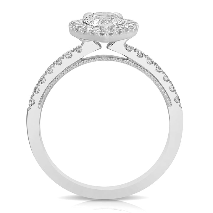 1 CT CENTER PEAR SHAPE HALO DIAMOND ENGAGEMENT RING