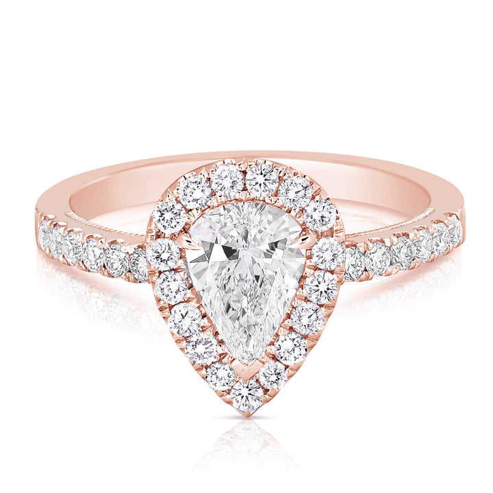 3/4 CT CENTER PEAR SHAPE HALO DIAMOND ENGAGEMENT RING