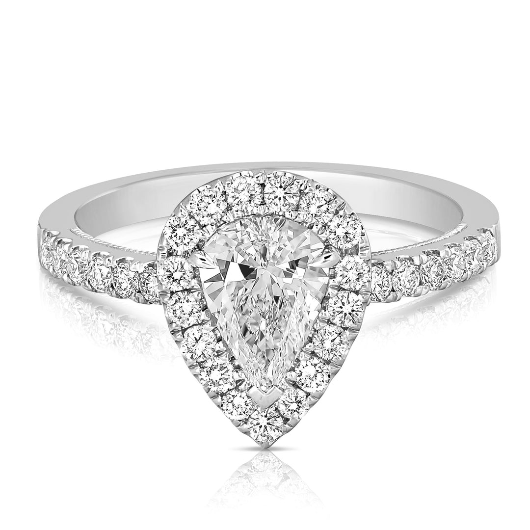 1/3ct Pear Shaped Diamond Double Halo Complete Engagement Ring - DHPS.30-W  - MK Diamonds & Jewelry