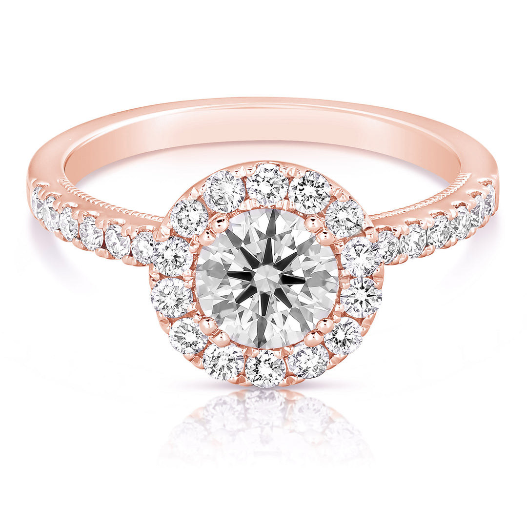 1 CT CENTER ROUND HALO DIAMOND ENGAGEMENT RING