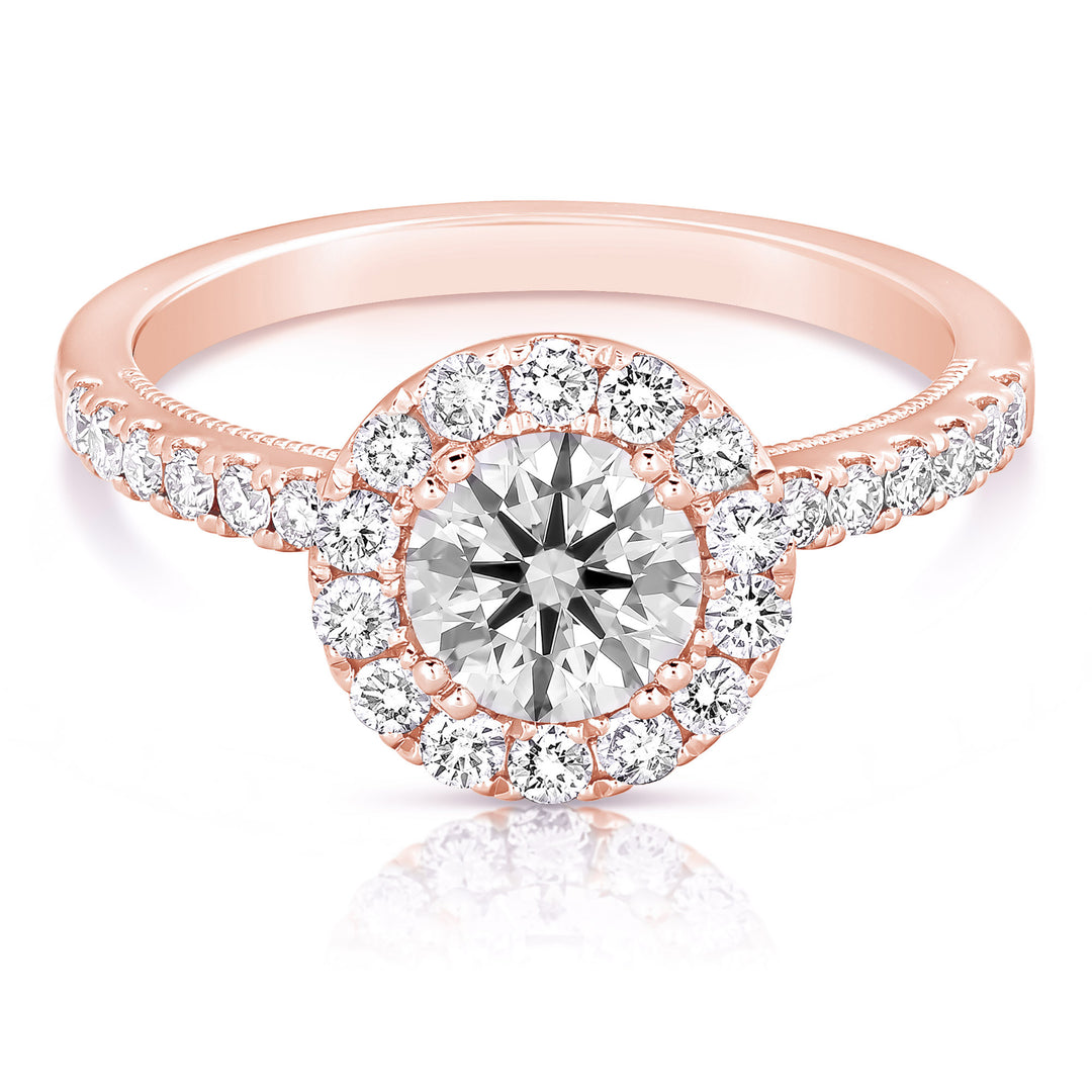 1 CT CENTER ROUND HALO DIAMOND ENGAGEMENT RING