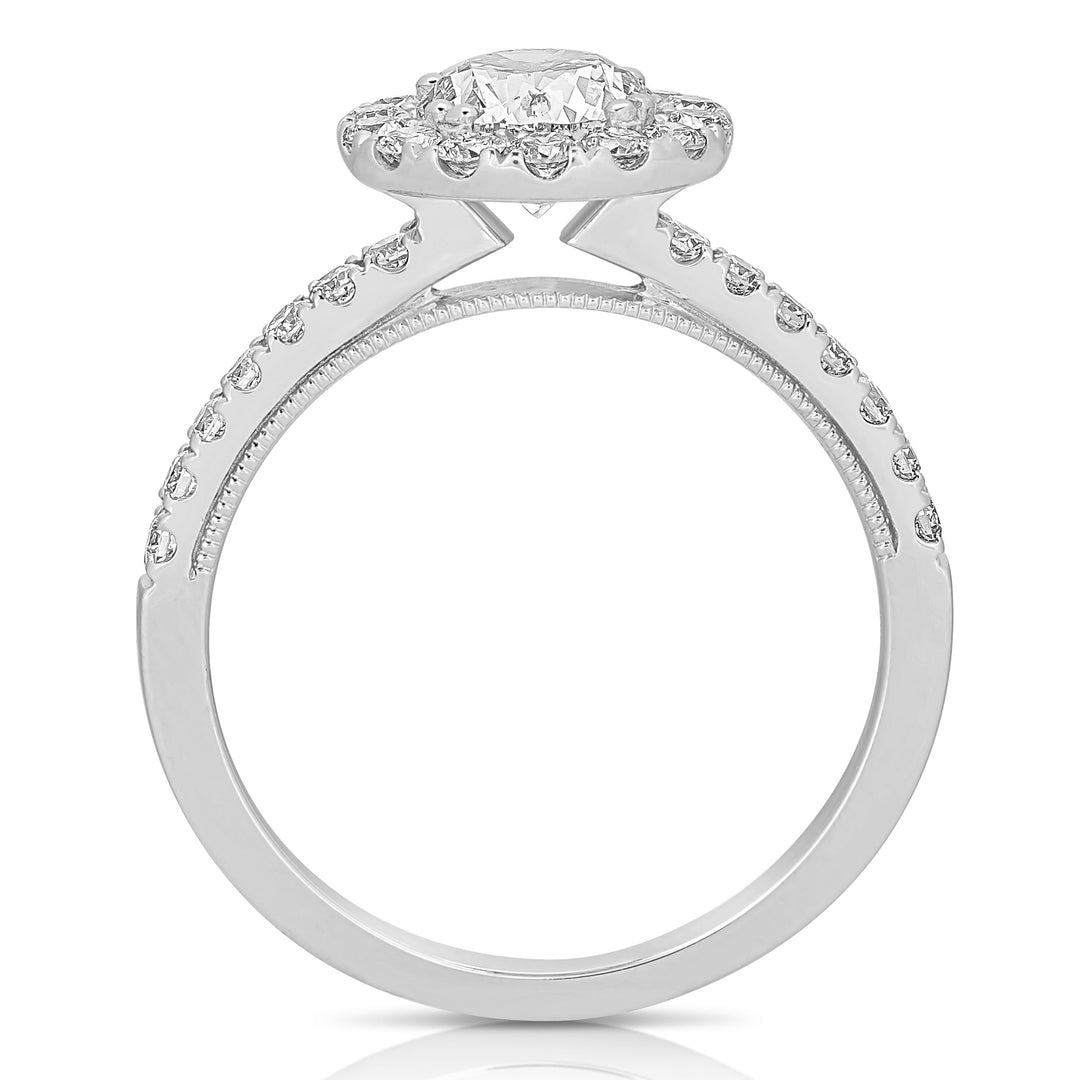 1 CT CENTER ROUND HALO DIAMOND ENGAGEMENT RING