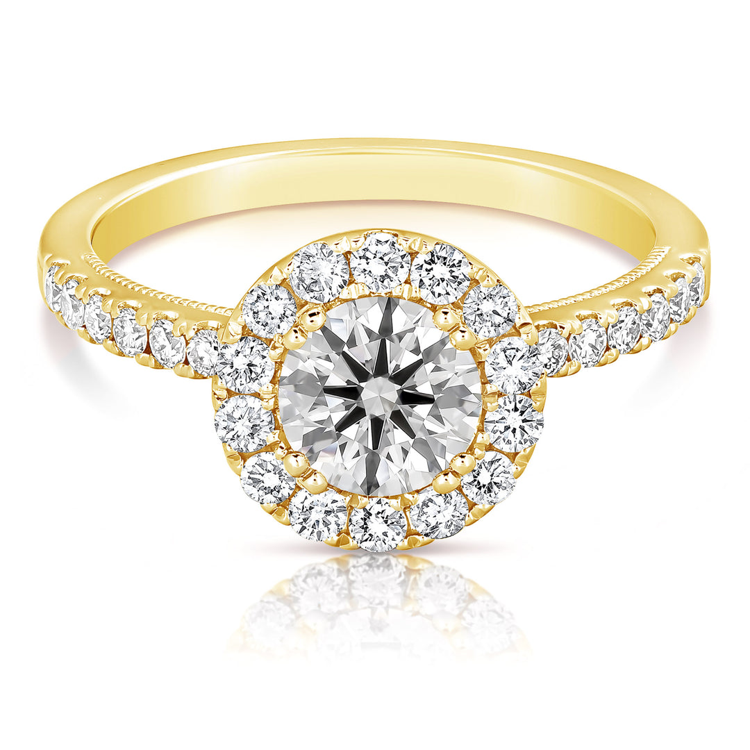 1 CT CENTER ROUND HALO DIAMOND ENGAGEMENT RING