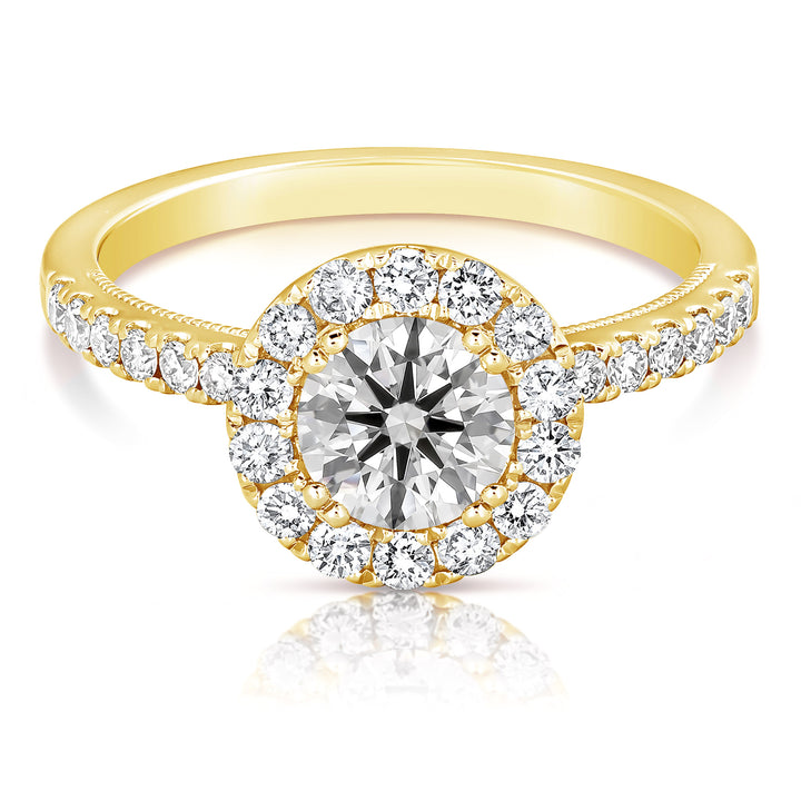 1 CT CENTER ROUND HALO DIAMOND ENGAGEMENT RING