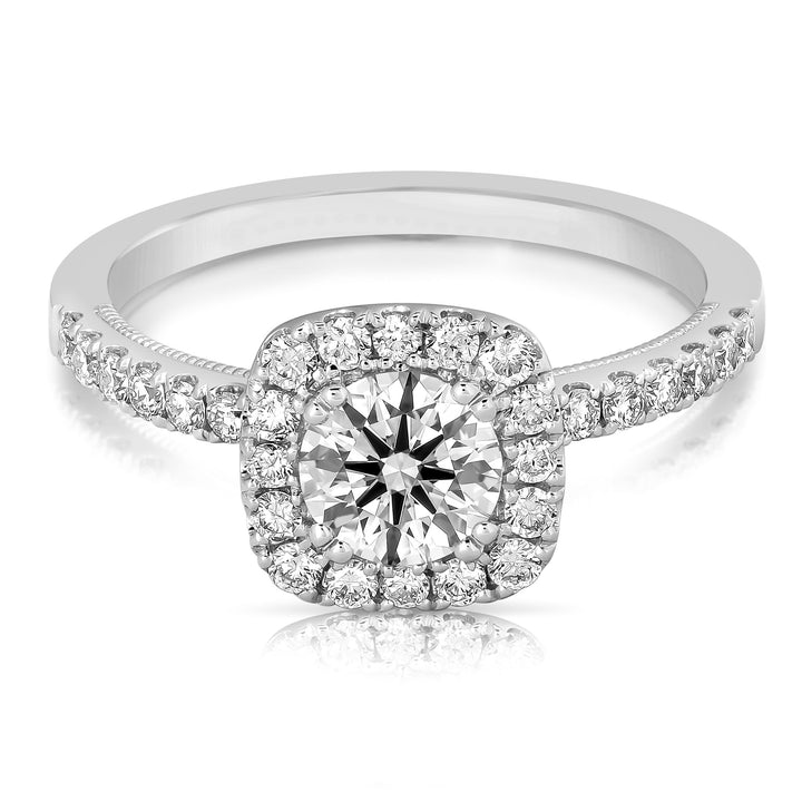 3/4 CT CENTER ROUND CUSHION HALO DIAMOND ENGAGEMENT RING