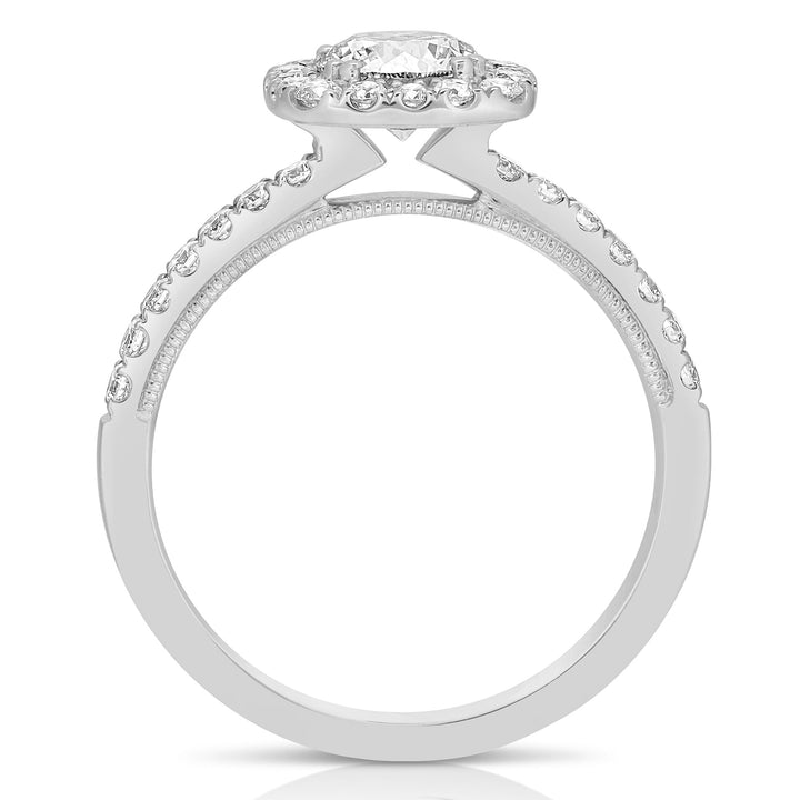 3/4 CT CENTER ROUND CUSHION HALO DIAMOND ENGAGEMENT RING