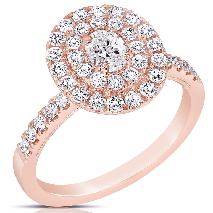 1/3 CT CENTER OVAL D-HALO 1 CTW DIAMOND ENGAGEMENT RING