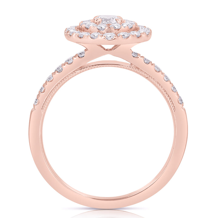 1/3 CT CENTER OVAL D-HALO 1 CTW DIAMOND ENGAGEMENT RING