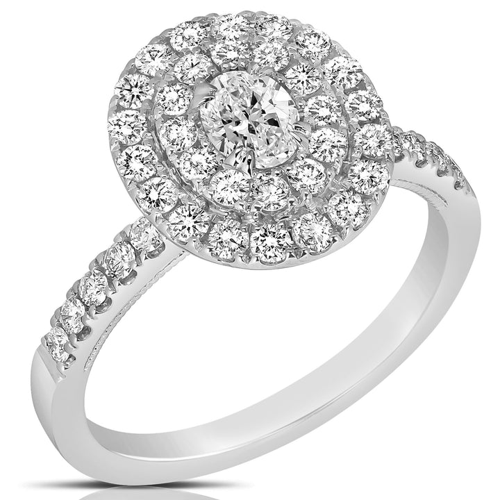 1/3 CT CENTER OVAL D-HALO 1 CTW DIAMOND ENGAGEMENT RING