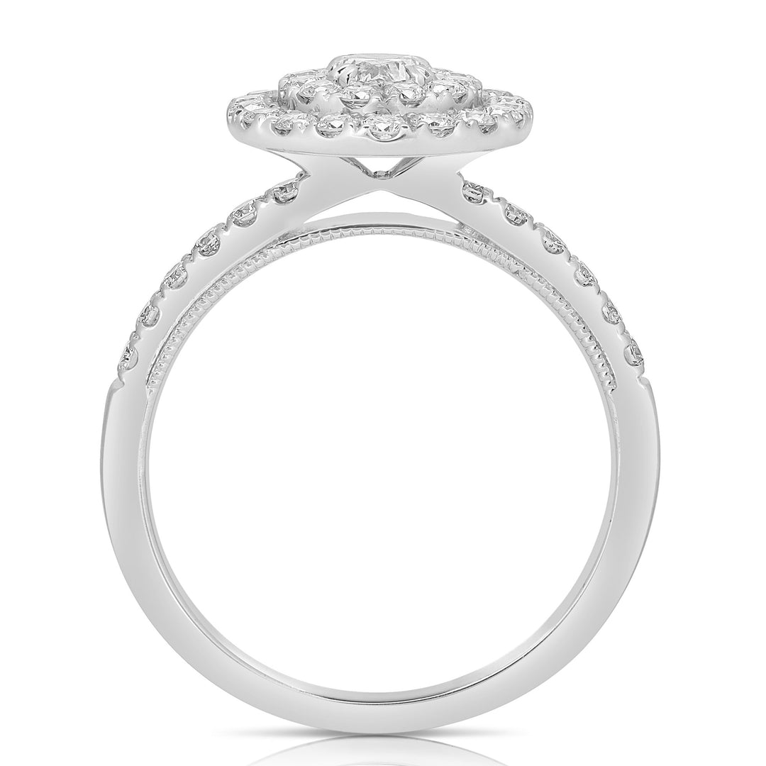 1/3 CT CENTER OVAL D-HALO 1 CTW DIAMOND ENGAGEMENT RING