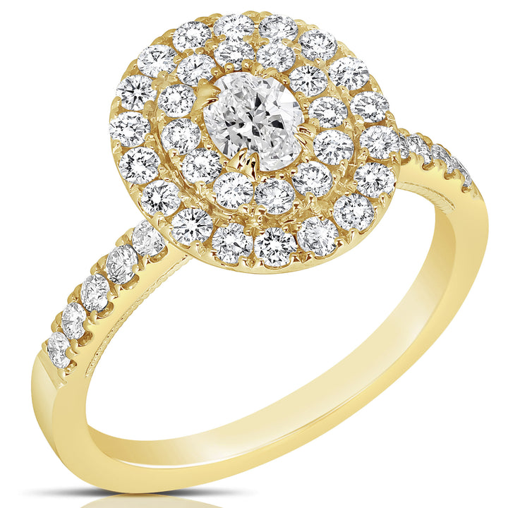 1/3 CT CENTER OVAL D-HALO 1 CTW DIAMOND ENGAGEMENT RING
