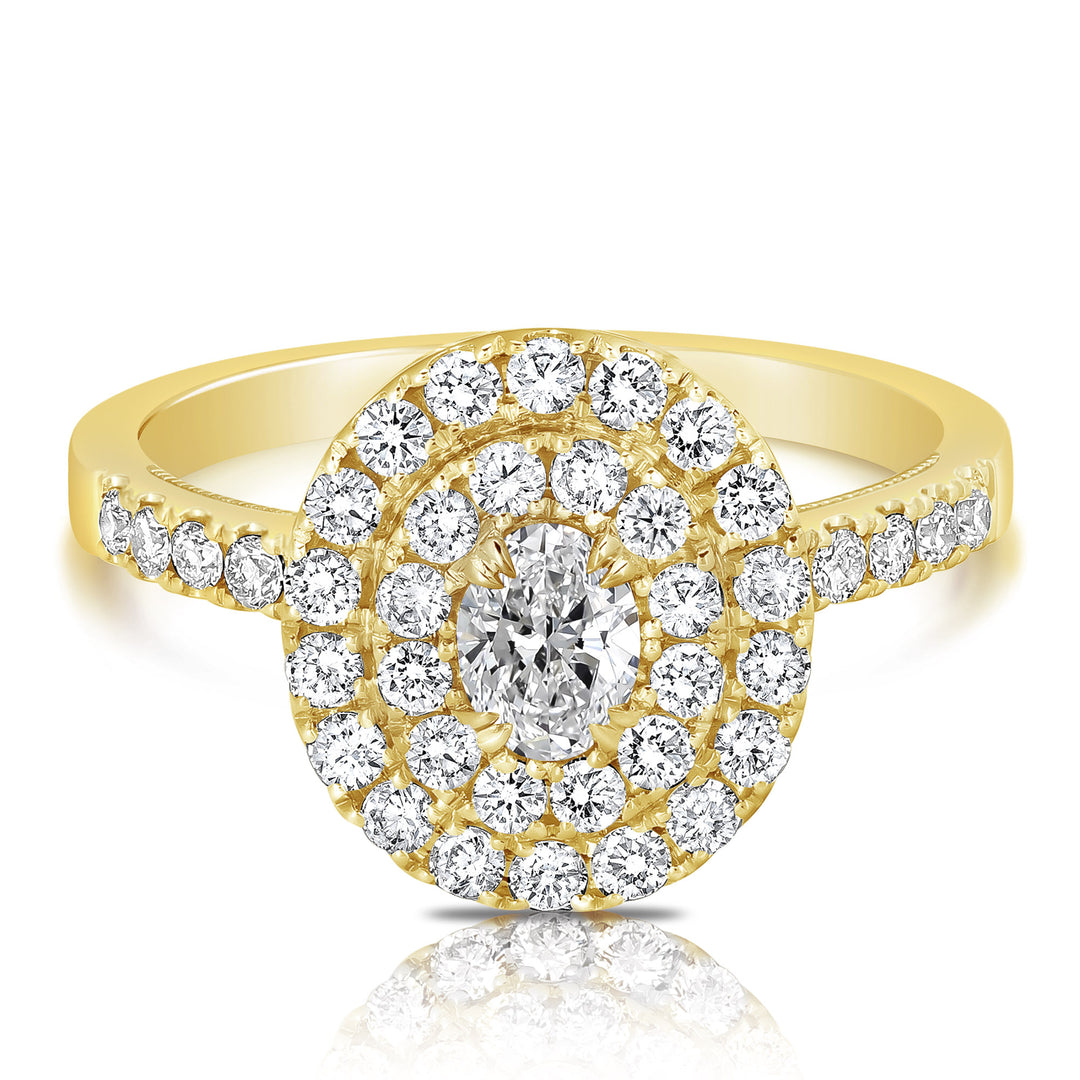 1/3 CT CENTER OVAL D-HALO 1 CTW DIAMOND ENGAGEMENT RING