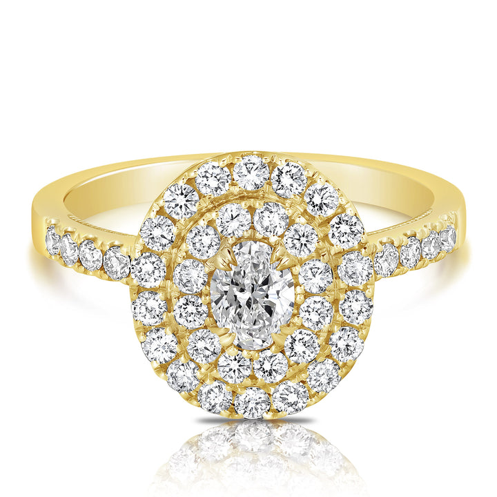 1/3 CT CENTER OVAL D-HALO 1 CTW DIAMOND ENGAGEMENT RING