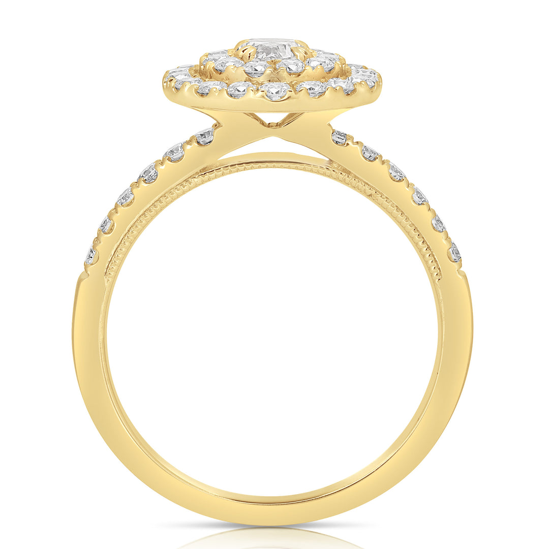 1/3 CT CENTER OVAL D-HALO 1 CTW DIAMOND ENGAGEMENT RING