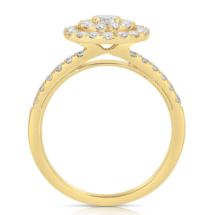 1/3 CT CENTER OVAL D-HALO 1 CTW DIAMOND ENGAGEMENT RING