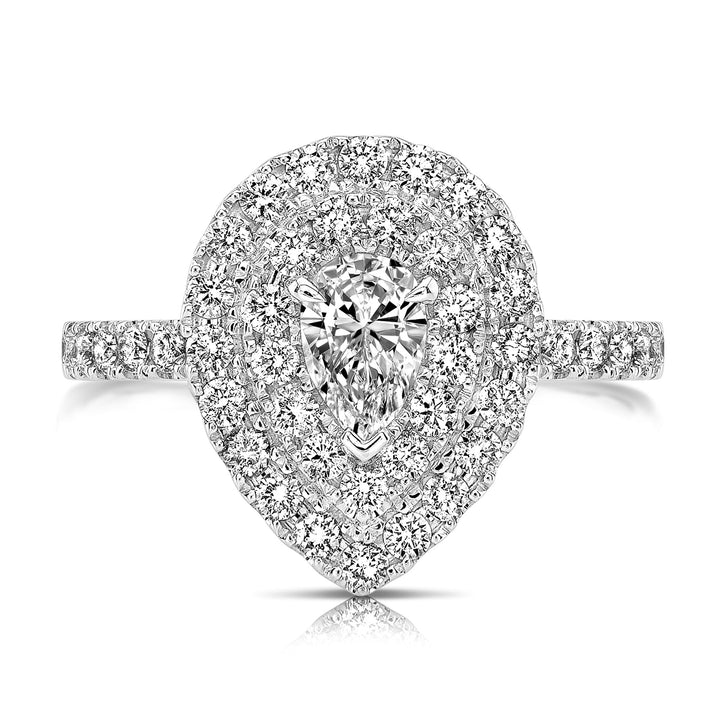 1/3 CT CENTER PEAR SHAPE D-HALO 1 CTW DIAMOND ENGAGEMENT RING