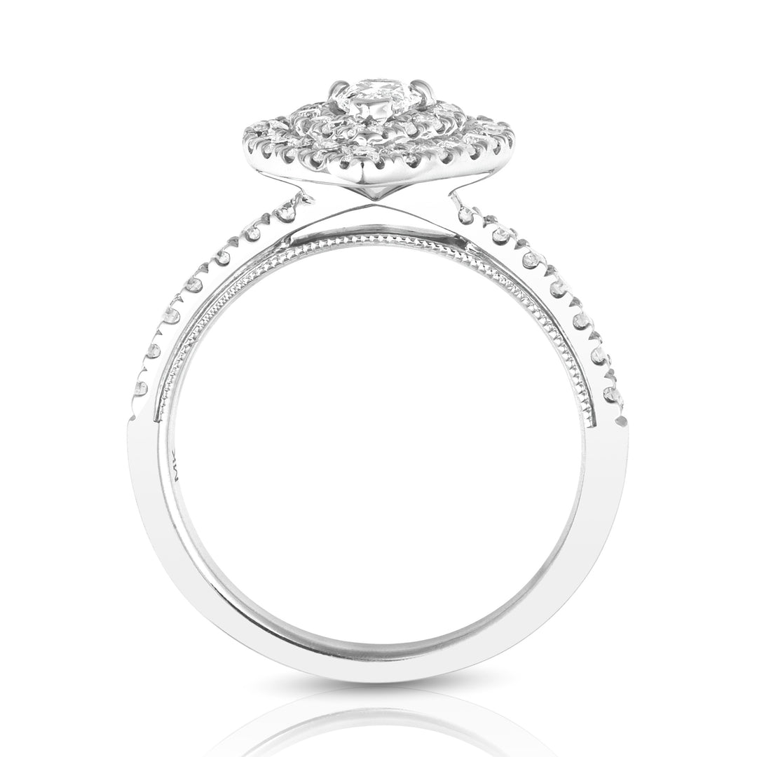 1/3 CT CENTER PEAR SHAPE D-HALO 1 CTW DIAMOND ENGAGEMENT RING