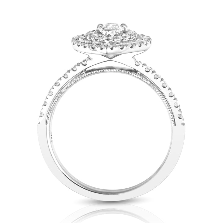 1/3 CT CENTER PEAR SHAPE D-HALO 1 CTW DIAMOND ENGAGEMENT RING