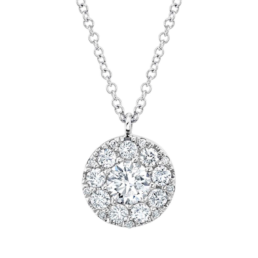 0.40CT-CTR(ROUND) 0.35CT-SIDE DIAMOND CLUSTER NECKLACE