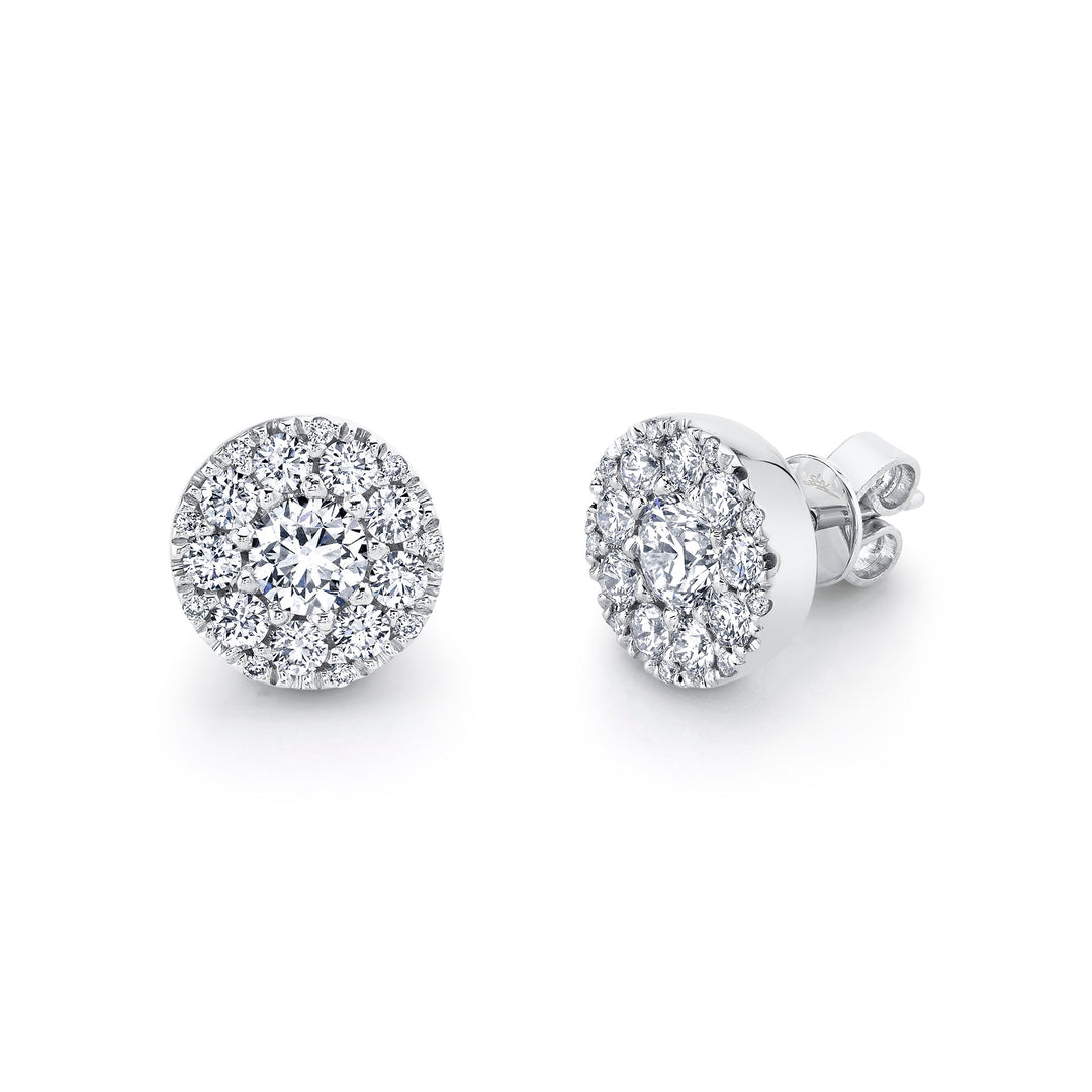 1.00CT-CTR(ROUND) 1.00CT-SIDE DIAMOND CLUSTER EARRING