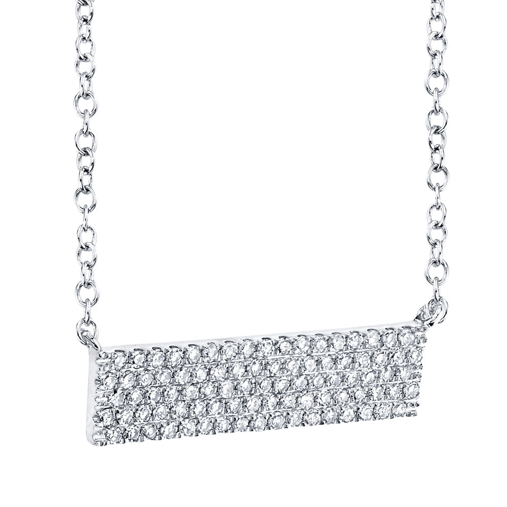 0.25Ct Diamond Pave Bar Pendant Necklace