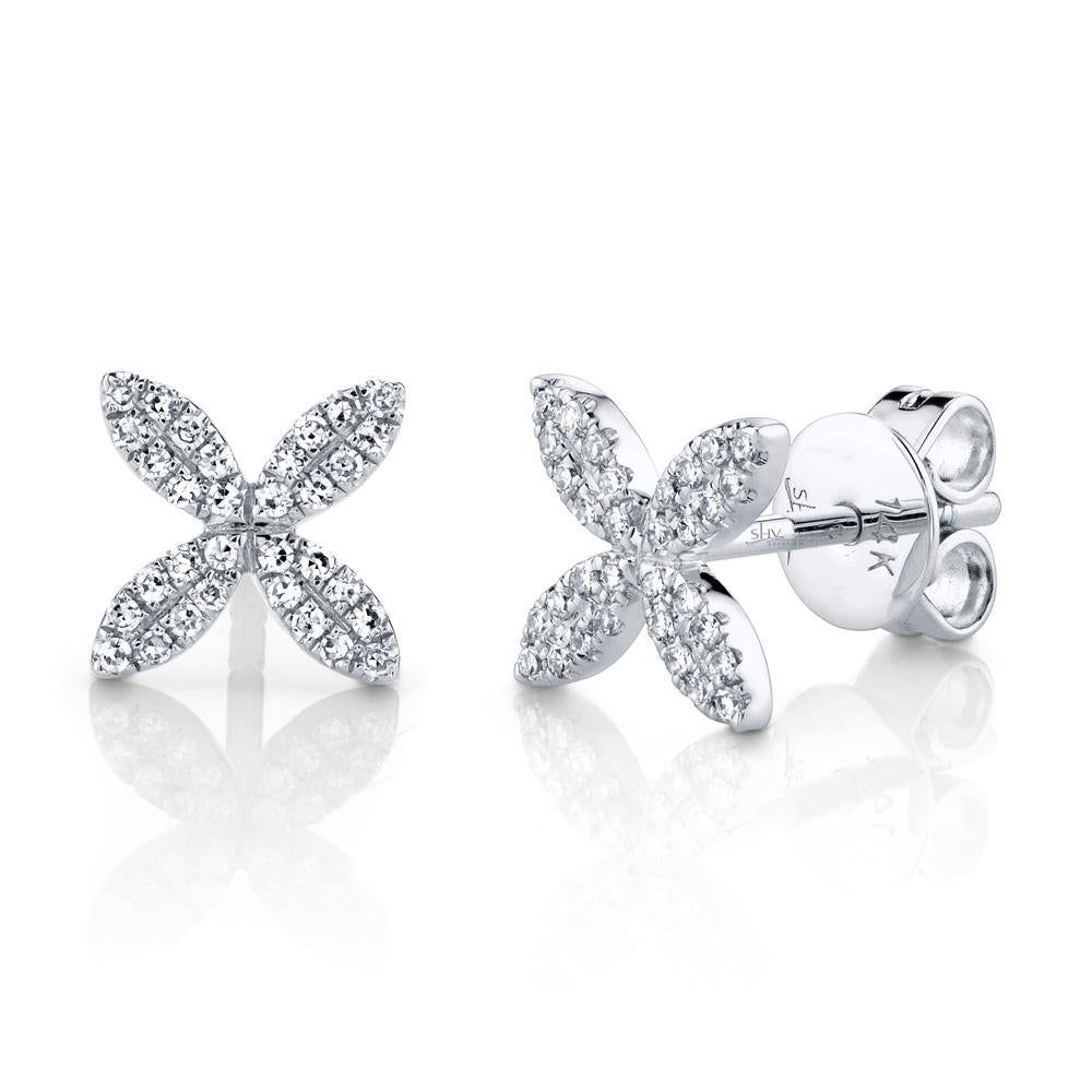 DIAMOND FLOWER STUD EARRING