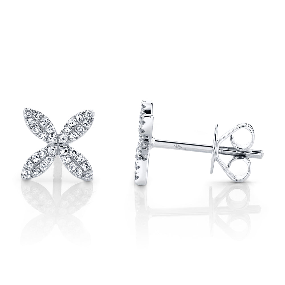 0.16Ct Diamond Flower Stud Earring