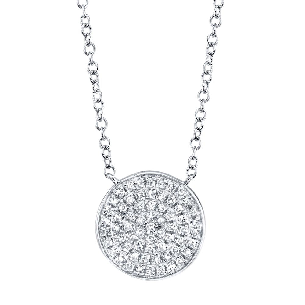 Diamond Pave Disc Circle Pendant Necklace