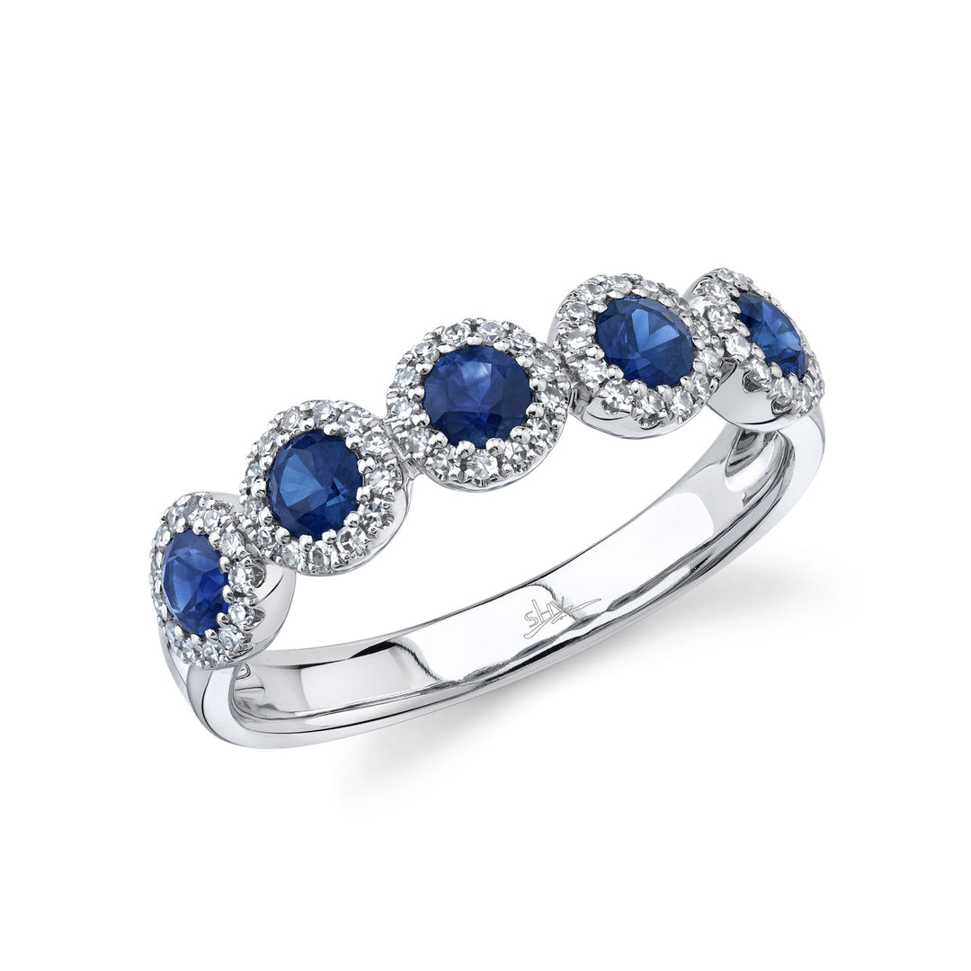 0.20Ct Diamond & 0.70Ct Blue Sapphire Band