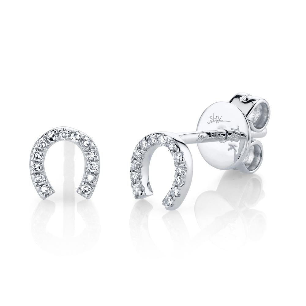 Diamond Horseshoe Stud Earring