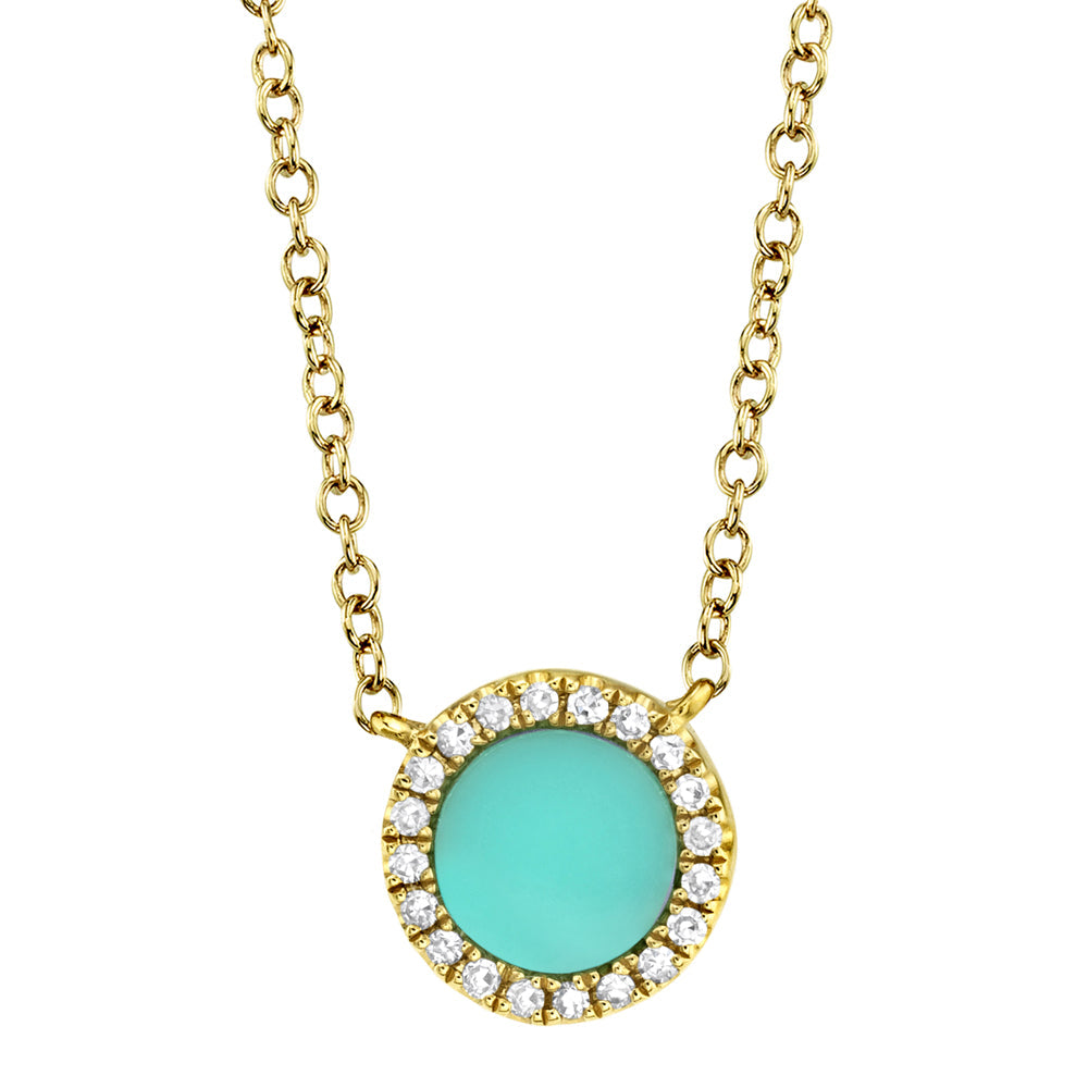 0.04Ct Diamond & 0.33Ct Composite Turquoise Necklace