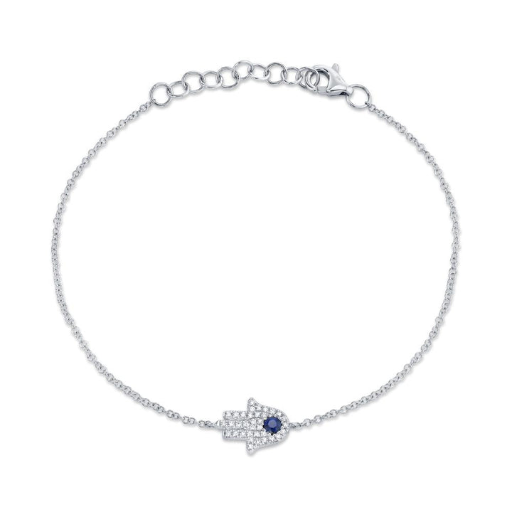 DIAMOND & BLUE SAPPHIRE HAMSA BRACELET