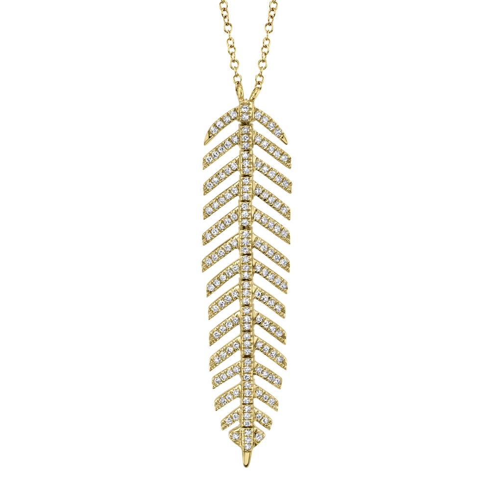 DIAMOND 'Phoenix' FEATHER Pendant NECKLACE