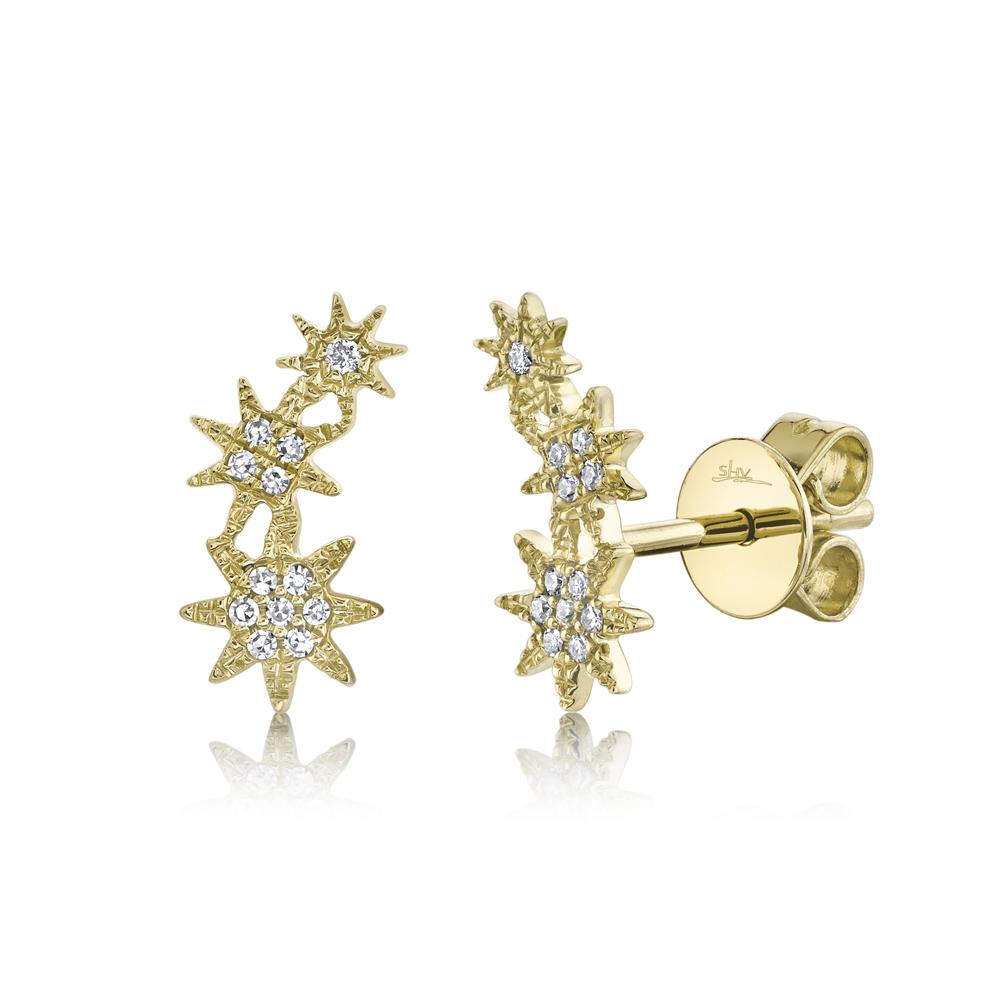 Celeste Diamond Star Crawler Stud Earring