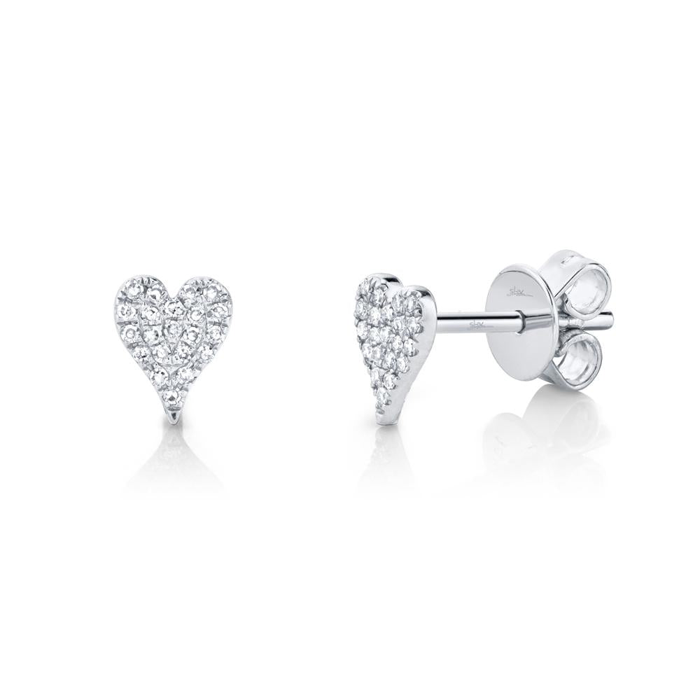Amor Diamond Pave Heart Stud Earrings - Mini