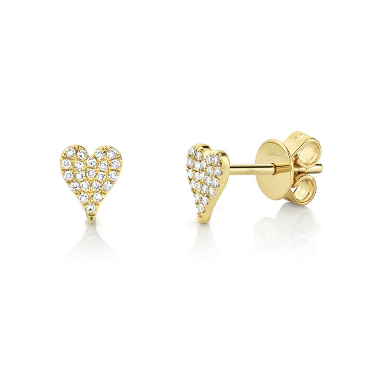 Amor Diamond Pave Heart Stud Earrings - Mini