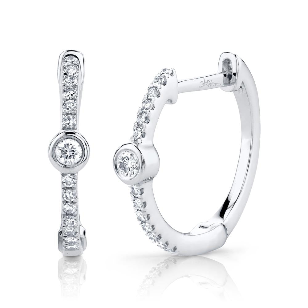 DIAMOND BEZEL HOOP EARRING