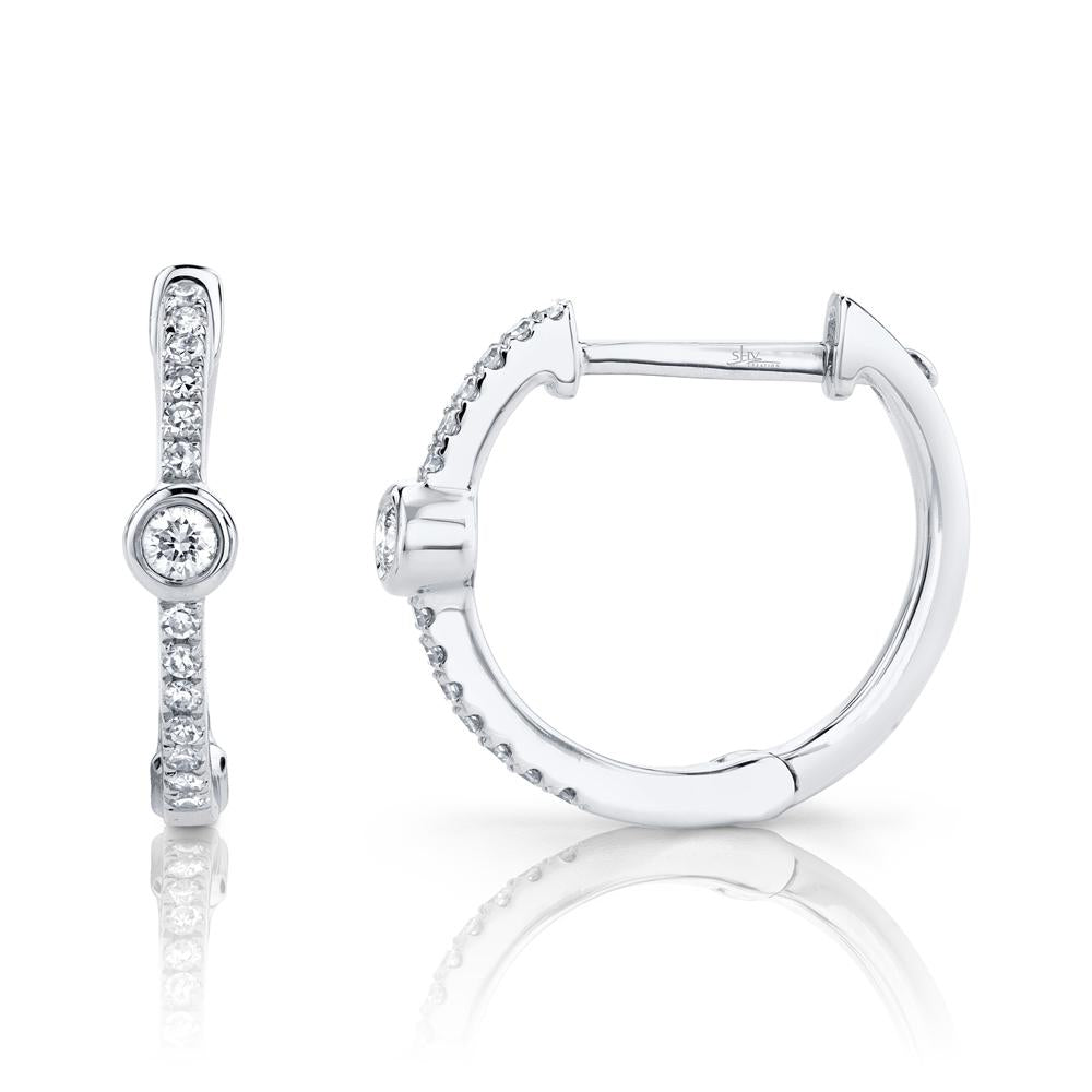DIAMOND BEZEL HOOP EARRING