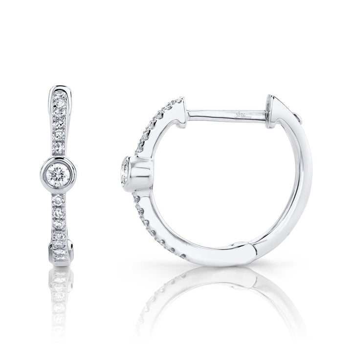 DIAMOND BEZEL HOOP EARRING