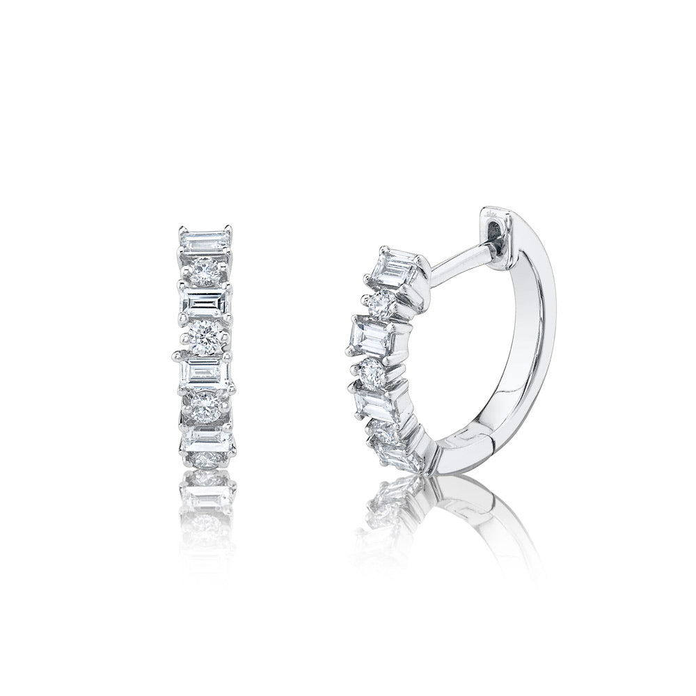 0.42Ct Diamond Baguette Huggie Earring