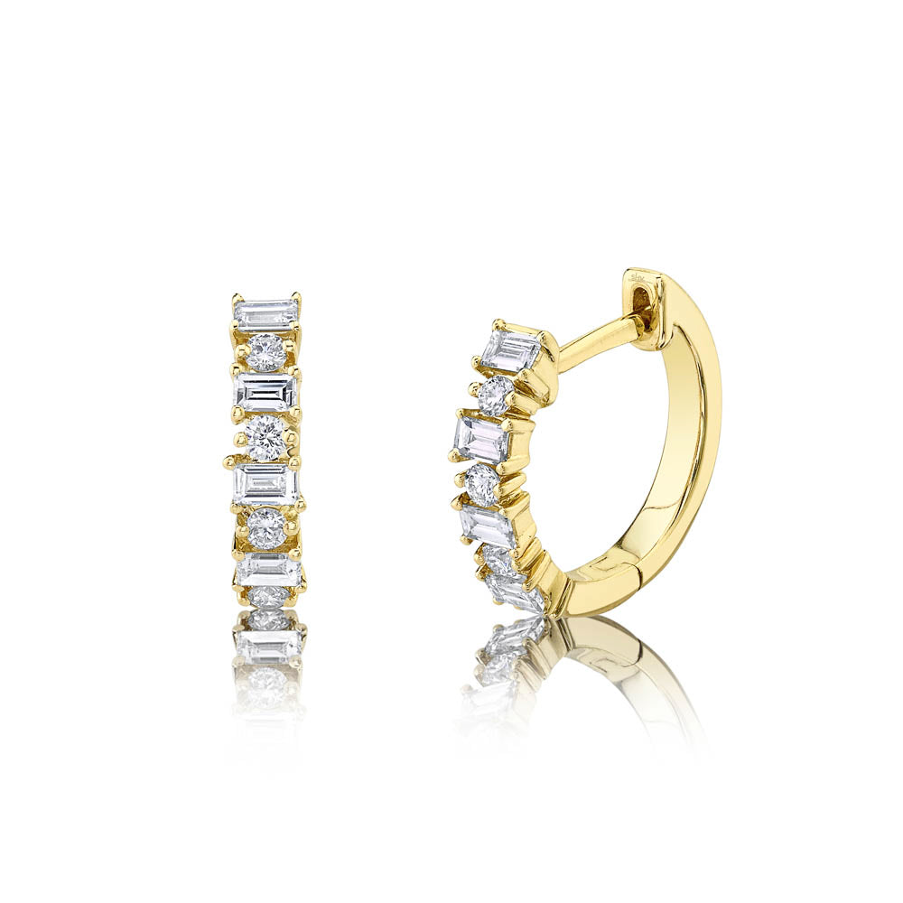 0.42Ct Diamond Baguette Huggie Earring