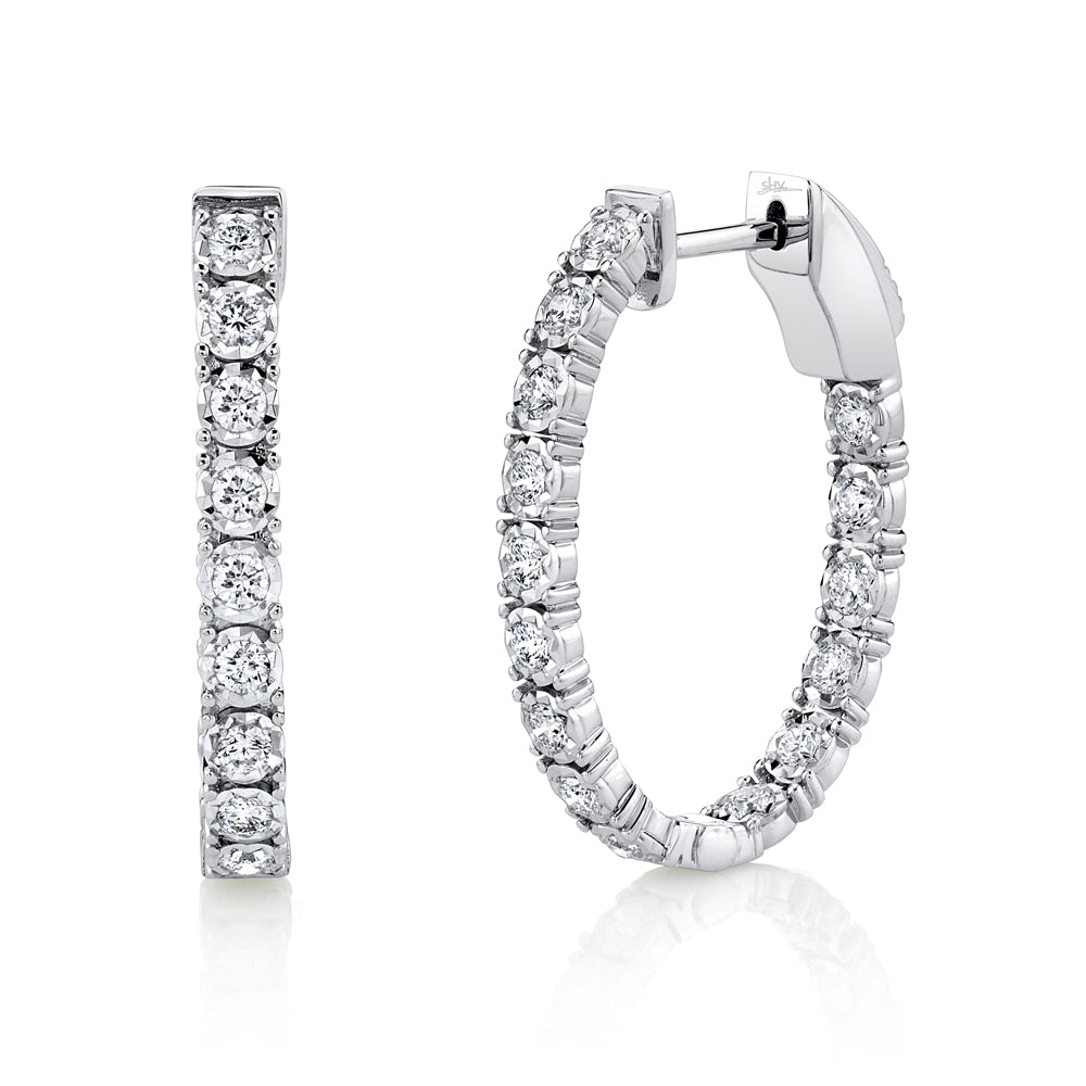 0.90Ct Diamond Oval Hoop Earring