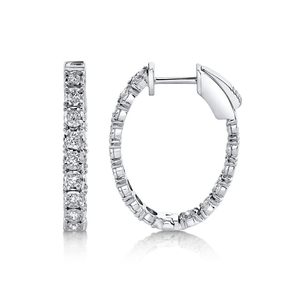 0.90CT DIAMOND OVAL HOOP EARRING